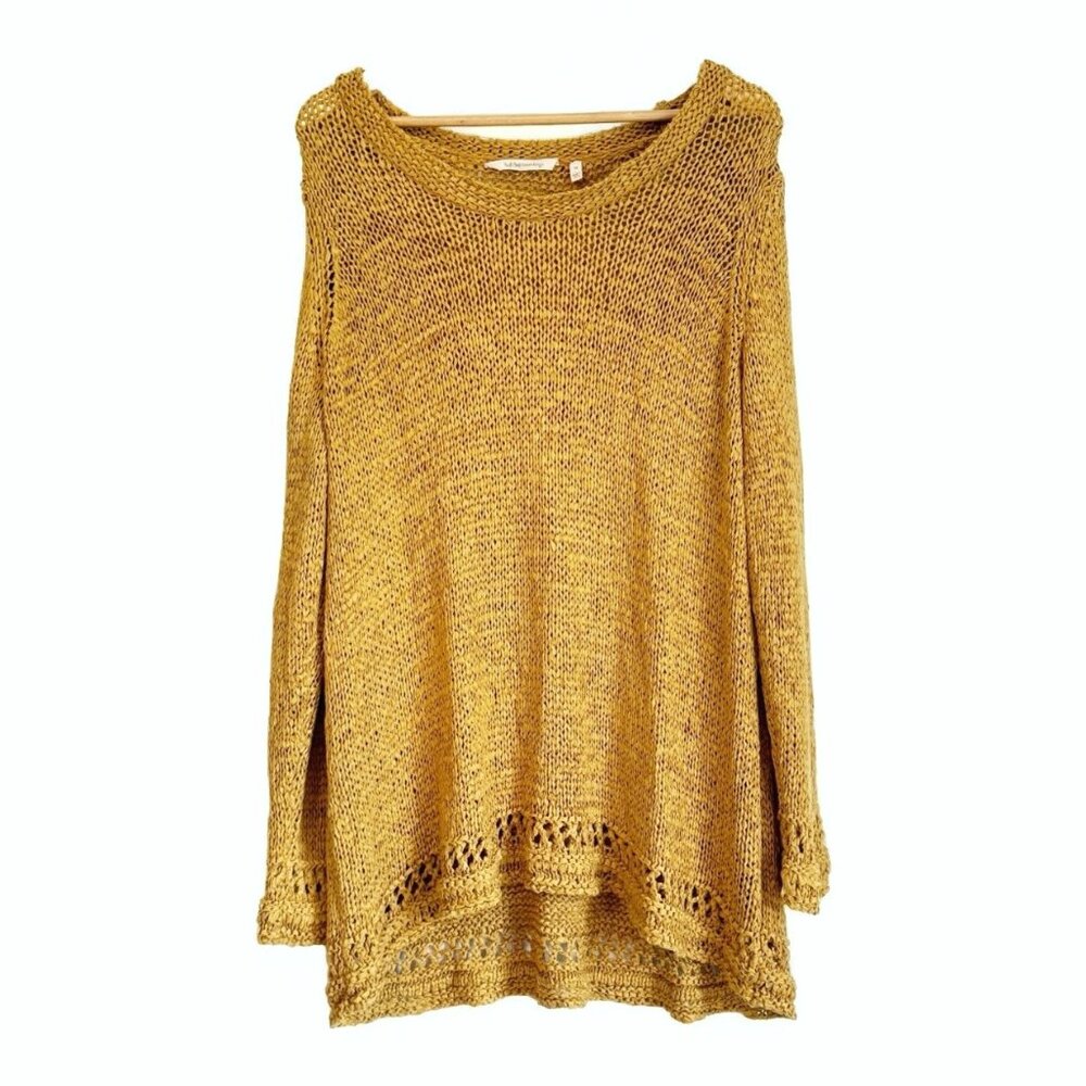 Soft Surroundings Chunky Woven Golden Yellow Sweater Women’s 1X Cottagecore
